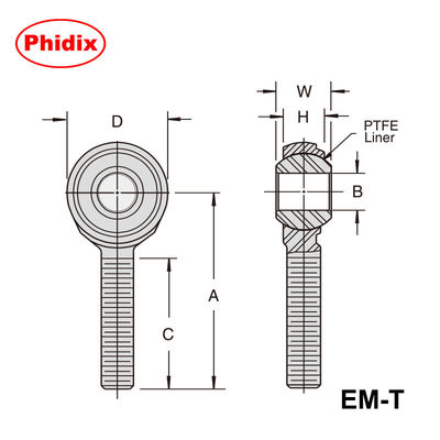 EM-T/EF-T серия 2-передний PTFE-обтянутые концы стержней с самосмазывающейся конструкцией с электролесной никелевой покрытием для уменьшения износа и экономичного обслуживания