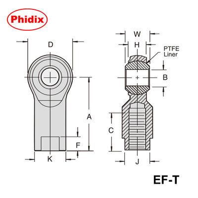 EM-T/EF-T серия 2-передний PTFE-обтянутые концы стержней с самосмазывающейся конструкцией с электролесной никелевой покрытием для уменьшения износа и экономичного обслуживания
