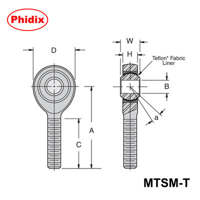 MTSM-T/MTSF-T серии PTFE-обученные концы стержней: высокоточные лагери с низким уровнем технического обслуживания для автоматизации и тяжелых машин